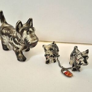 Vintage Porcelain Scottie Dog Scottish Terroir Japan Figurines Decor 1950's